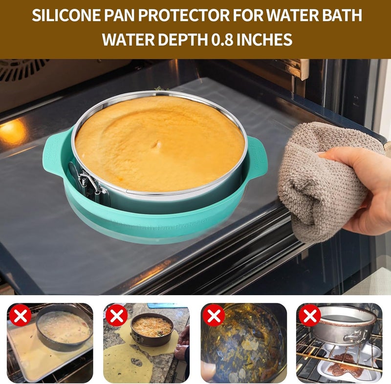 OYAOL 9 Inch Springform Pan - 304 Stainless Steel Nonstick Springform Cake Pan with Removable Bottom, 10 Inch Silicone Leakproof Cheesecake Pan Protector with Parchment Paper - Image 4