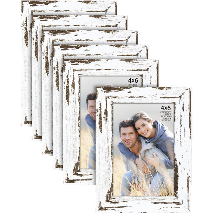 4X6 PICTURE FRAMES DISTRESSED WHITE 6 PACK FARMHOUSE STYLE RICHLAND COLLECTION