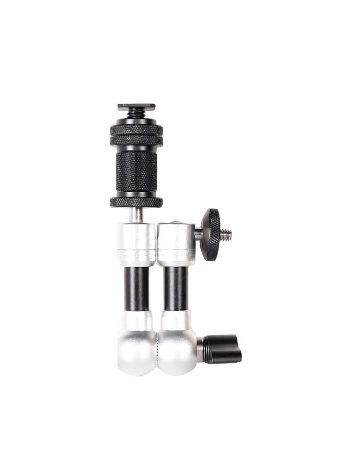 Generic Double Ball Head Universal Bracket SLR Camera Monitor Magic Handle Strange Hand Hot Boot Bracket Pea Clip Strange Hand-Color:7inch Magic Hand Silver - Image 1