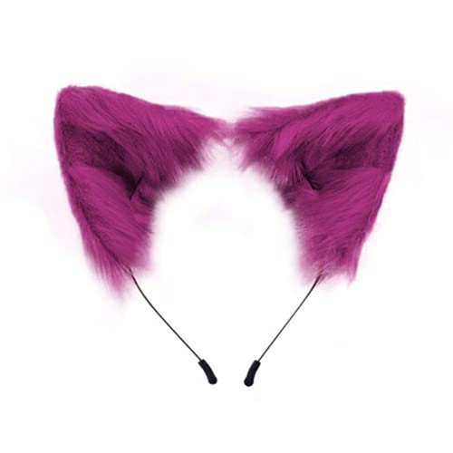 SMILETERNITY Handmade Fox Wolf Cat Ears Headwear Costume Accessories for Halloween Christmas Party Purple - Image 1