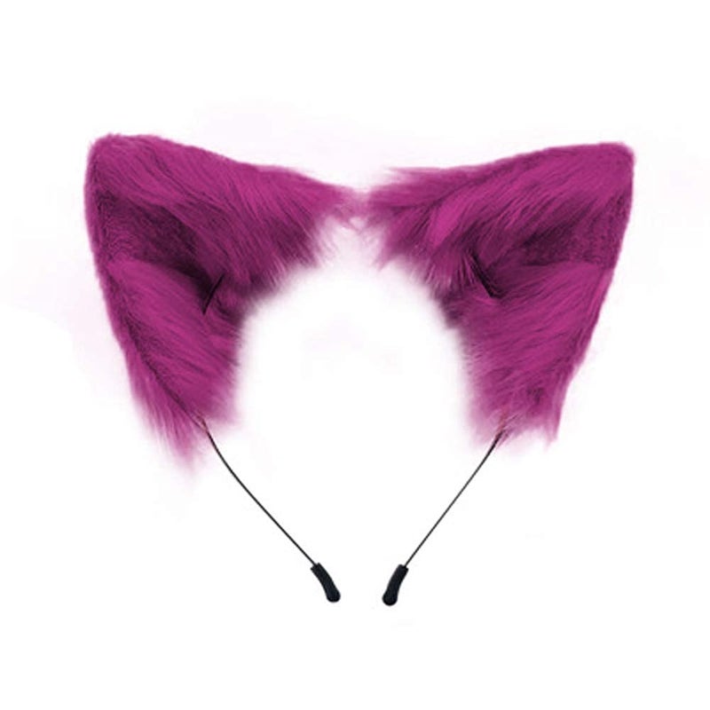 SMILETERNITY Handmade Fox Wolf Cat Ears Headwear Costume Accessories for Halloween Christmas Party Purple - Image 2