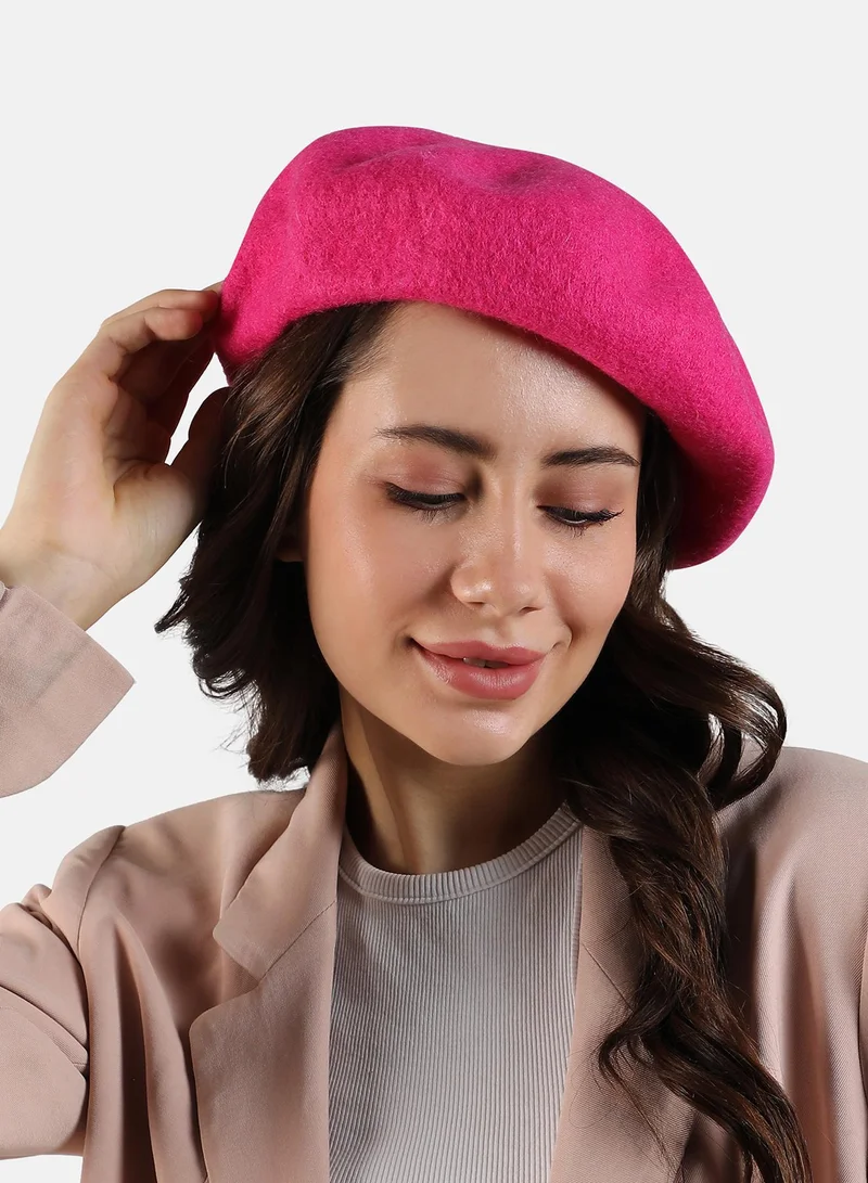 Haute Sauce  Haute Sauce Women's Solid Beret Hat For Outdoor Everyday Wear | One-Size | Pink Colour | Solid Pattern | UV Protection | Lightweight | Packable | Casual Headwear For Women & Girls for Women | Best Price UAE