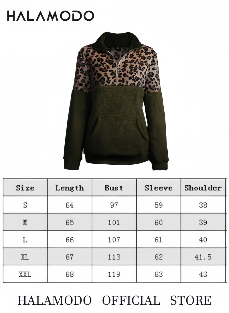 Halamodo Women Casual Double Fuzzy Sweatshirt Faux Fleece Zip Pullover Coat Outwear - Image 4