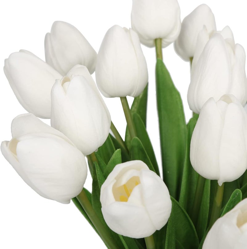 DHVYANT MART Artificial White Latex Tulip Flower Faux Flowers DIY Decor Fake Tulip Flowers Suitable for Wedding Bridal BouquetGarden Home Dining Table Decorations Best Gift Choise 10 - Image 2
