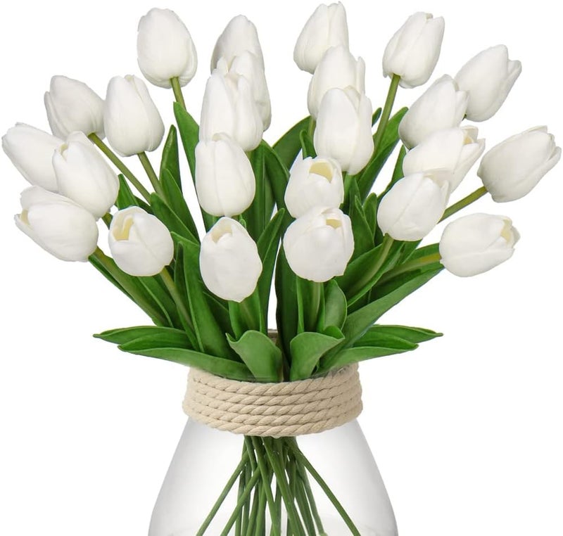 DHVYANT MART Artificial White Latex Tulip Flower Faux Flowers DIY Decor Fake Tulip Flowers Suitable for Wedding Bridal BouquetGarden Home Dining Table Decorations Best Gift Choise 10 - Image 1