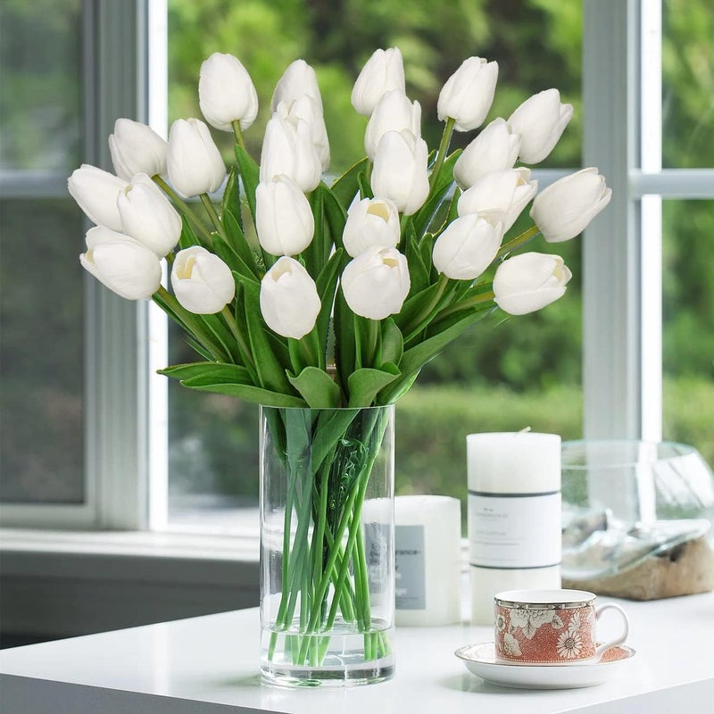 DHVYANT MART Artificial White Latex Tulip Flower Faux Flowers DIY Decor Fake Tulip Flowers Suitable for Wedding Bridal BouquetGarden Home Dining Table Decorations Best Gift Choise 10 - Image 4
