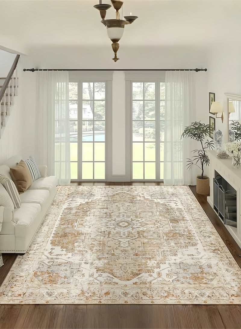 CHU DAI Luxury Area Rug Soft Touch Carpet Brick Red Multi for Kitchen Living Room Bedroom Dining Room - Image 1