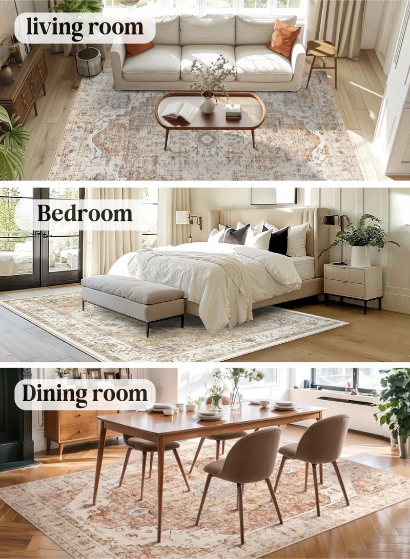 CHU DAI Luxury Area Rug Soft Touch Carpet Brick Red Multi for Kitchen Living Room Bedroom Dining Room - Image 3