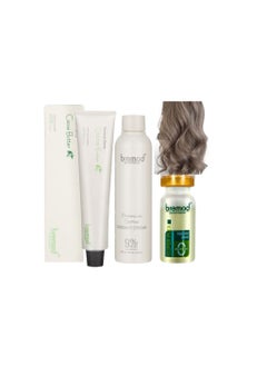 BREMOD Hair color BREMOD COMPLETE SET MILK TEA ASH GREY 100ML WITH PREMIUM SERIES OXIDANT CREAM 100ML AND SUPERFLEX 10ML 