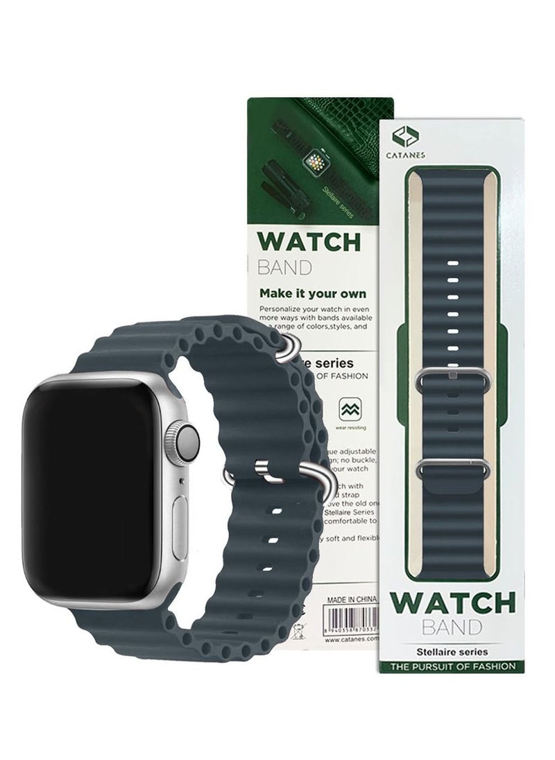 CATANES Apple Watch Ocean Band 41mm 40mm 38mm Soft Silicone Loop Strap for iWatch Series 8/7/SE/6/5/4/3/2/1 Midnight Blue  - Image 5