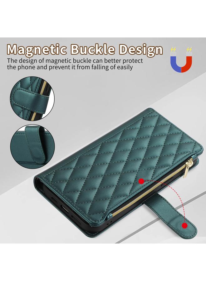 S-TOP Case For iPhone 15 Rhombic Zipper Wallet Leather Phone Case - Image 3