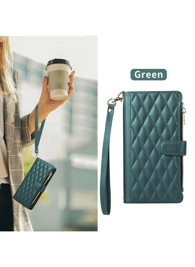 S-TOP Case For iPhone 15 Rhombic Zipper Wallet Leather Phone Case - Image 2