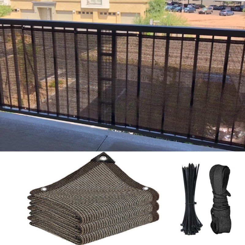 Abrotain Fence Privacy Screen Balcony Sun Shade Cloth 3'3"x16' 80% Shade Fabric Outdoor Patio Screens Mesh Panels Apartments Railing Cover UV Protection for Backyard Garden Porch Deck - Image 1
