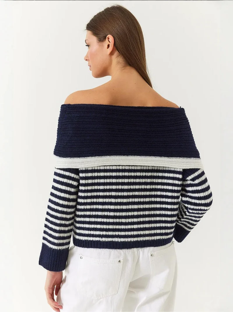 Bianco Lucci Multicolor LUCCI Striped Strapless Knit Sweater for Women | Best Price UAE