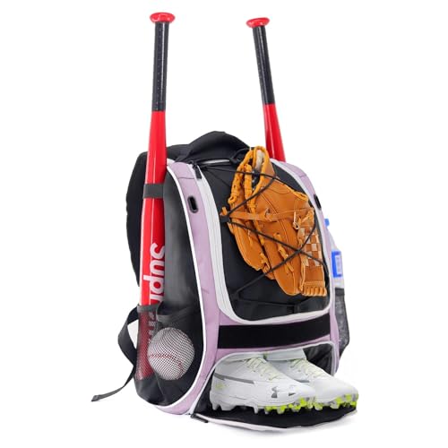 WOLT Youth Baseball Bat Backpack Bag for Baseball Softball TBall Equipment Gear Youth Girl Adults Women Holder for Bat Helmet Glove Separate Shoes Compartment Fence Hook - Image 1