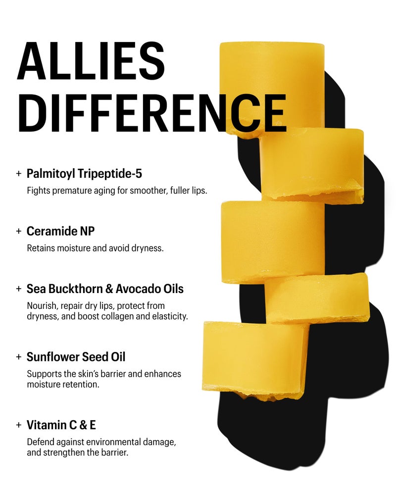 Allies of Skin Peptide & Ceramide Repair Lip Balm with Palmitoyl Tripeptide-5, Ceramide NP, Sea Buckthorn Oil, Avocado and Sunflower Seed Oil, Shea Butter, Vitamin C & E. 3.8g/ 0.13 oz - Image 5