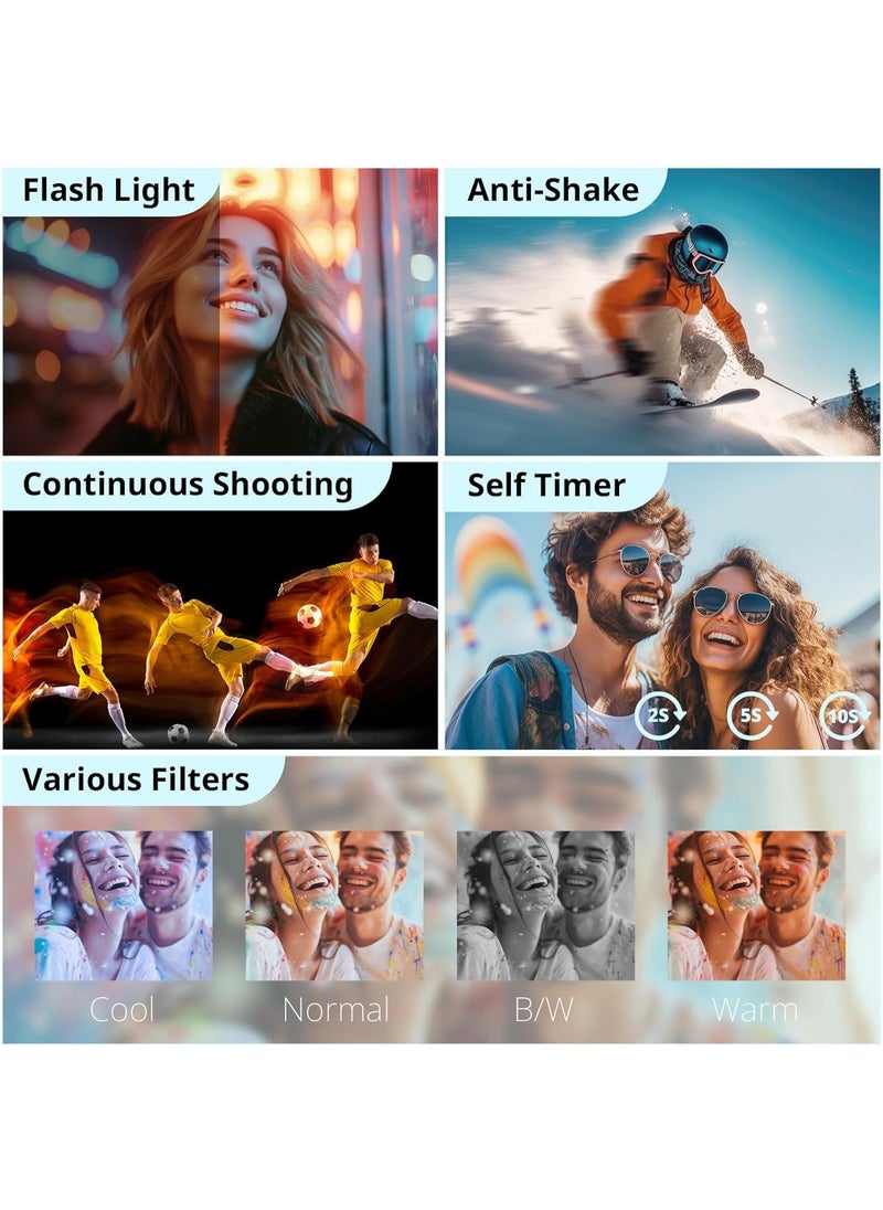 TANGBLIB 4K Digital Camera for Photography, 32GB TF Card, 48MP Autofocus Vlogging Camera for YouTube with 3'' 180°Flip Screen, 16X Digital Zoom Anti-Shake Compact Travel Camera  - Image 4
