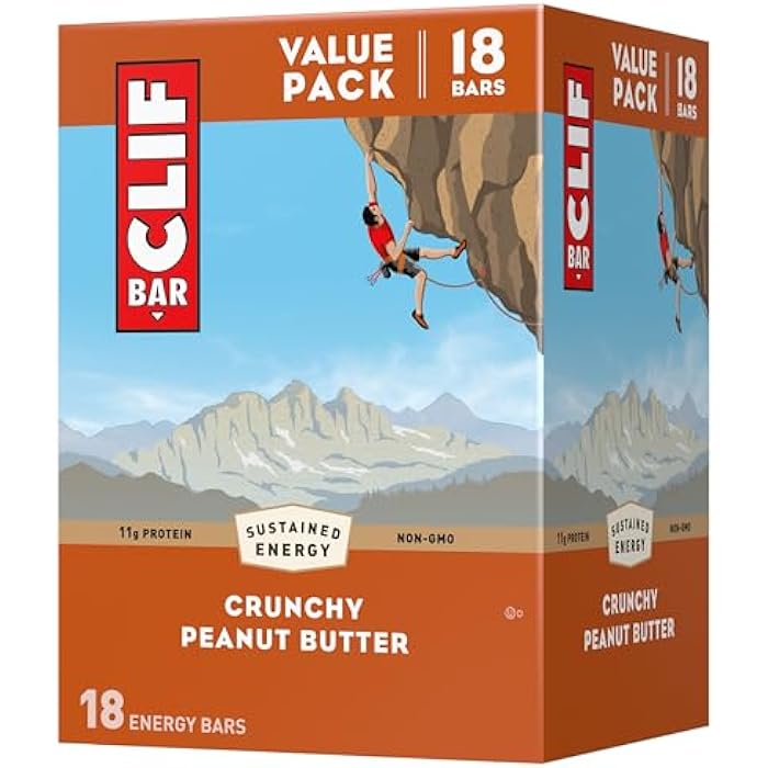CLIF BAR - Crunchy Peanut Butter - Made with Organic Oats - 11g Protein - Non-GMO - Plant Based - Energy Bars - 2.4 oz. (18 Pack) - Image 1