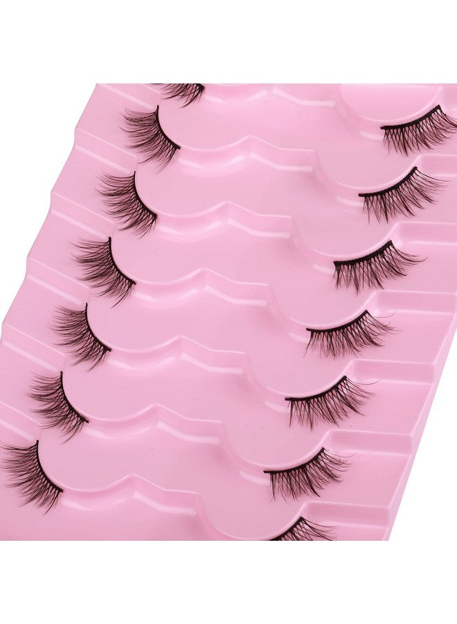 Alice Half Lashes Natural Look Wispy Soft Strip Mink Eyelashes Cat Eye 3D Curl Short False Lashes 7 Pairs Pack By Alice - Image 5