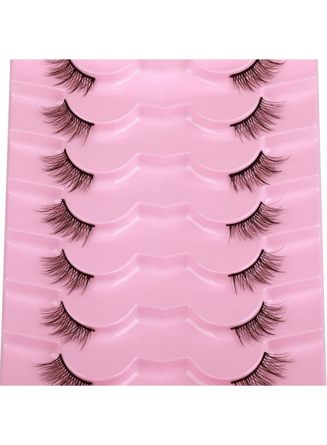 Alice Half Lashes Natural Look Wispy Soft Strip Mink Eyelashes Cat Eye 3D Curl Short False Lashes 7 Pairs Pack By Alice - Image 2