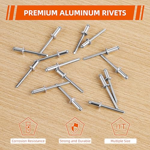 MewuDecor 1/4" x 1" Aluminum Blind Rivets, Silver, 6.5 x 25.4mm Pop Rivets, 100 PCS - Image 3