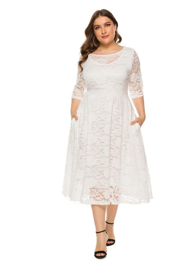 8xl Explosions European And American Large Size Women's New Evening Dress Bridesmaid Dress Lace Pocket Dress Sq 34 