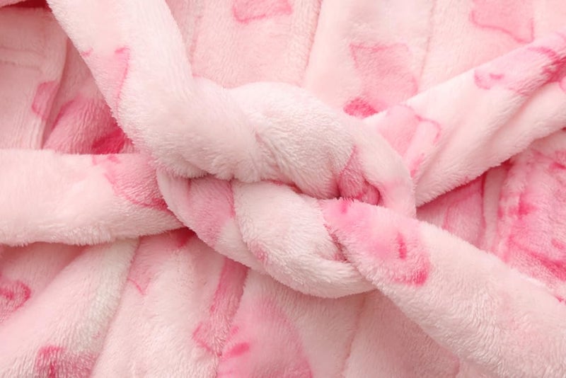 Best for All Girls Fleece Hooded Robes Kids Warm Bath Robe for Girls Soft Fuzzy Bathrobe(Pink Bow,11-12Years) - Image 4