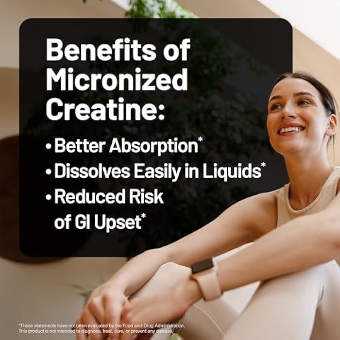 NatureWise Micronized Creatine Monohydrate Powder, 5000mg (5g) Per Serving - Creatine for Women & Men - Pure, Unflavored, Supports Lean Muscle Mass, Endurance - 100 Servings - Image 4