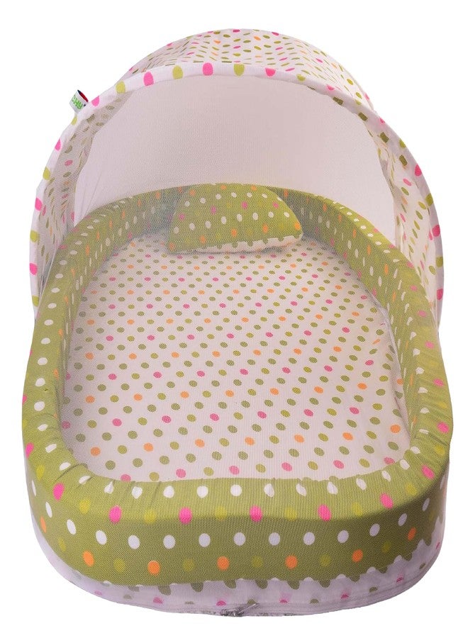 Kwitchy Baby Bedding Set Cotton Bed with Mosquito Net and Bumper Guard (0-12 Months) Green - Image 1