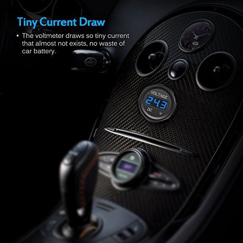 MICTUNING ميكتونينغ MIC-VM-بلو فولت ميتر (DC 12V عرض رقمي LED مقاوم للماء للقوارب والمركبات البحرية والدراجات النارية والشاحنات وATV وUTV والسيارات والمخيمات والقوافل، لوحة رقمية زرقاء دائرية) - Image 2