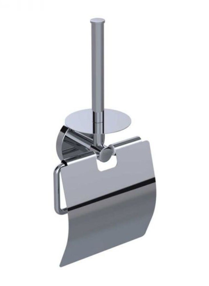 Wall mounted roll paper holder with cover and post stainless steel polished chrome vertical bathroom & toilet towel dispenser come with screws & anchors. - Image 1