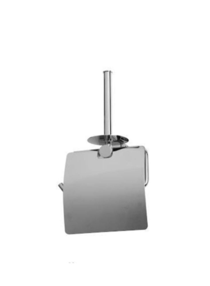 Wall mounted roll paper holder with cover and post stainless steel polished chrome vertical bathroom & toilet towel dispenser come with screws & anchors. - Image 2