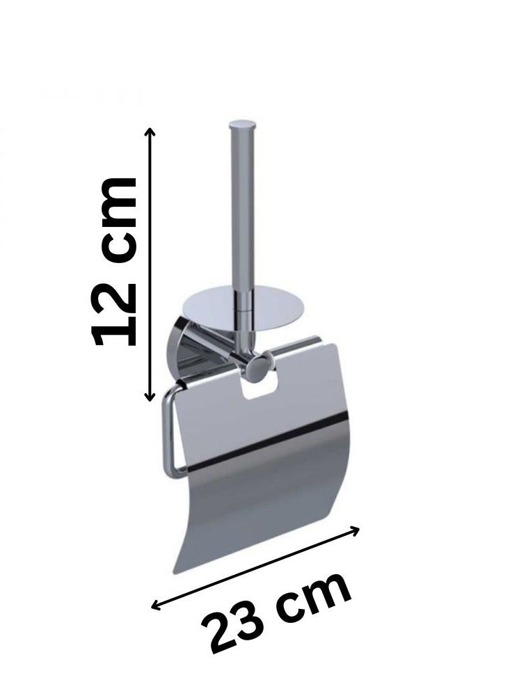 Wall mounted roll paper holder with cover and post stainless steel polished chrome vertical bathroom & toilet towel dispenser come with screws & anchors. - Image 3
