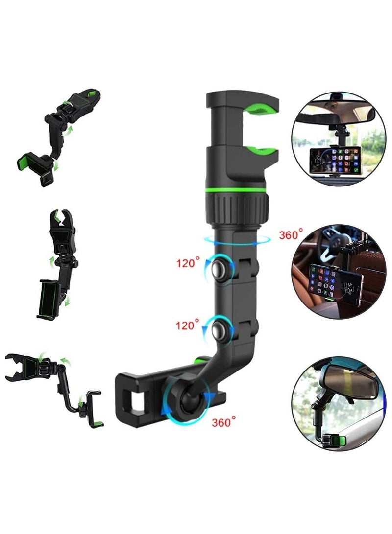 New 360° Rearview Mirror Phone Holder for Car Multifunctional Mount Phone and GPS Holder Universal Rotating Car Phone Holder, Cell Phone Automobile Cradles (Black) - Image 4