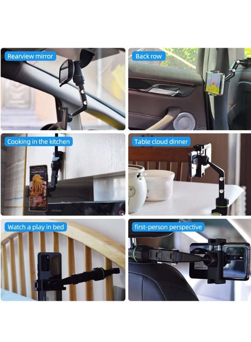 New 360° Rearview Mirror Phone Holder for Car Multifunctional Mount Phone and GPS Holder Universal Rotating Car Phone Holder, Cell Phone Automobile Cradles (Black) - Image 5