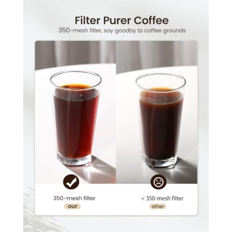 Compact Cold Brew Coffee Maker, 41oz Iced Tea and Coffee Maker Brewer Space Saving Tritan Pitcher, 350 Mesh Filter, 100 Leak-Proof - Image 4