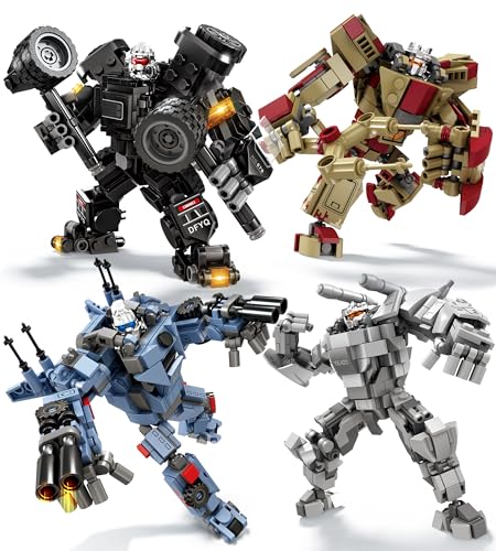 Loyratche Transforming Mech Robot Building Blocks Set 4 Types of Destroy Warrior City Mecha Action Figure with Weapons Cool Creative Robots Toys Gift for Adults 1463 PCS - Image 1