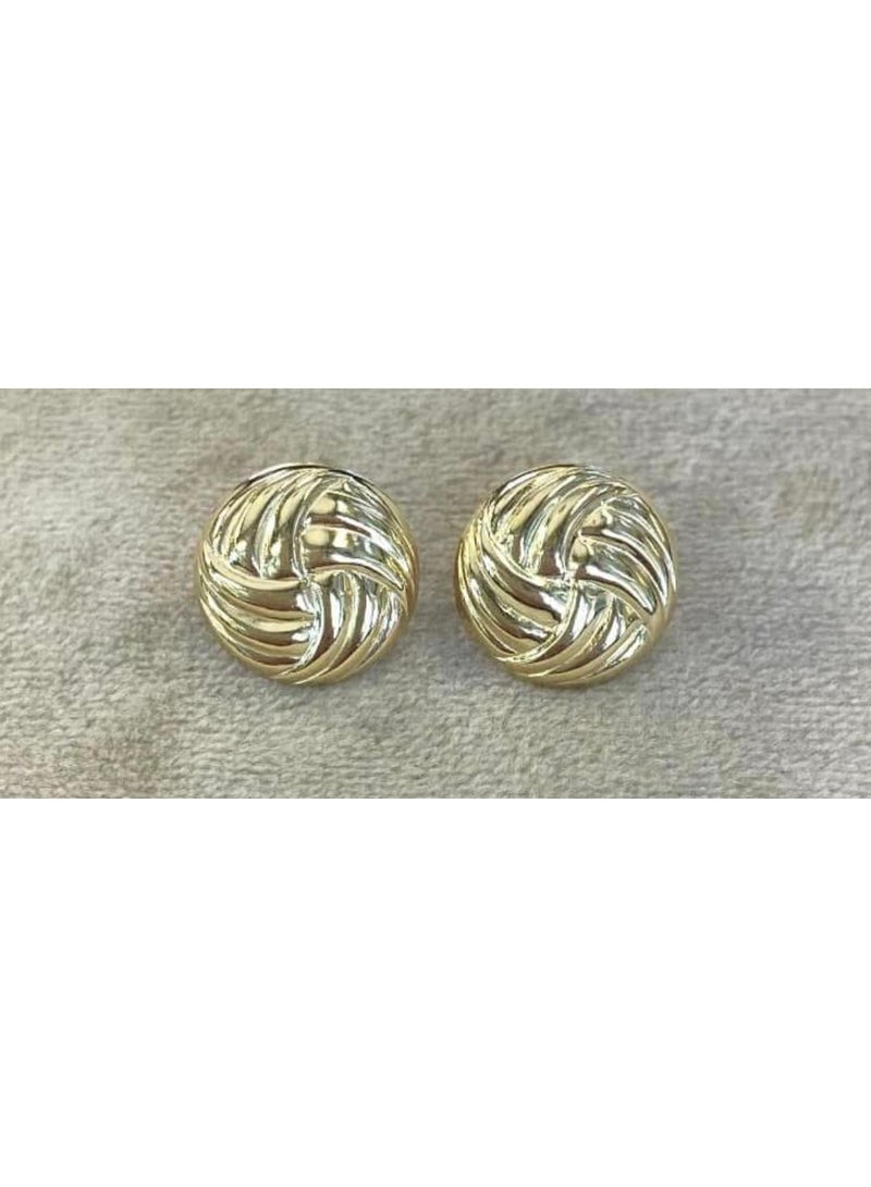 Vintage-Inspired Gold-Tone Knot Stud Earrings – Elegant Radiant Woven Dome Statement Studs
