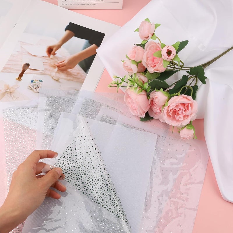 Set of 5 Hot-Fix Rhinestone Transfer Sheets — 1mm–3mm Sparkling Flat-Back Round Rhinestone Decals for DIY Clothing & Craft Decoration - Image 5