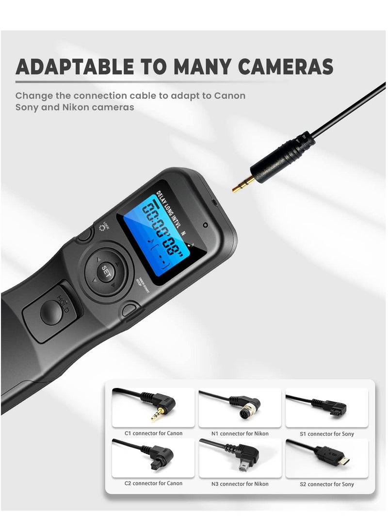 Digital Timer Remote Shutter Release Trigger Intervalometer for Canon EOS Rebel T6 T7 80D 70D 60D 60Da 77D T7i T6i T6s SL2 SL1 T5 T3 T5i T4i T3i T2i EOS R M6 M5 Cameras