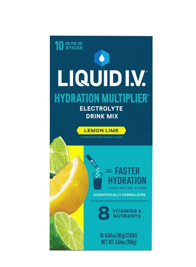 Liquid I.V. Hydration Multiplier Electrolyte Drink Mix, Lemon Lime - 0.56oz each/10 Sticks