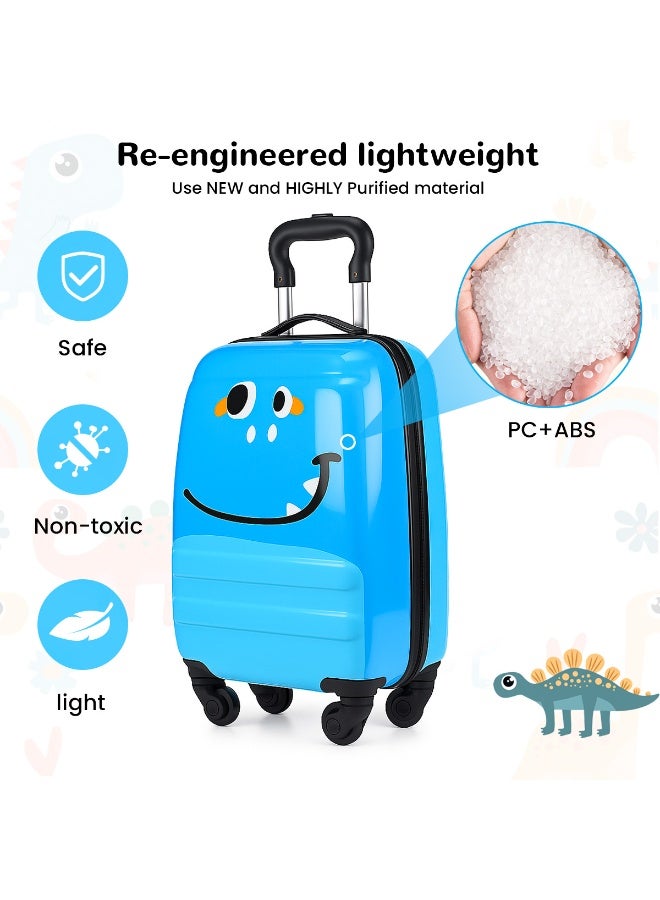 VUCATIN Kids Luggage, Toddler Lightweight Trolley Case with Universal Wheels, Hard Shell Suitcase with Combination Lock, Suitable for Boys and Girls Travel Suitcase (Blue) - Image 2