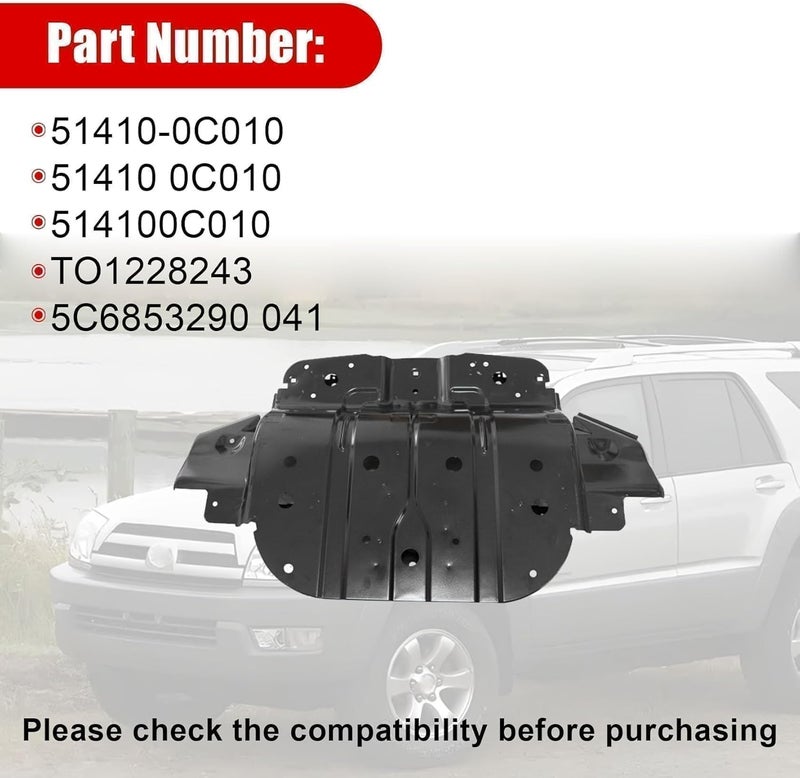 FZJDSD Black Front Engine Skid Plate Under Guard 514100C010 for Toyota Tundra Sequoia 5.7L V8 (2007-2022) - Image 3