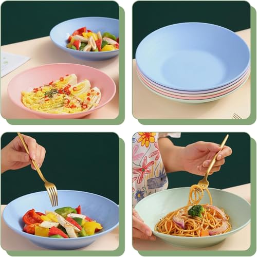 ZEUTER Green Wheat Straw Deep Dish Bowls – Unbreakable, Lightweight & Stackable Dinnerware – Eco-Friendly, BPA-Free Plates for Everyday Meals, Camping & Outdoor Use – Dishwasher Safe (Set of 2) - Image 5