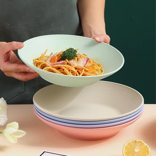 ZEUTER Green Wheat Straw Deep Dish Bowls – Unbreakable, Lightweight & Stackable Dinnerware – Eco-Friendly, BPA-Free Plates for Everyday Meals, Camping & Outdoor Use – Dishwasher Safe (Set of 2) - Image 3