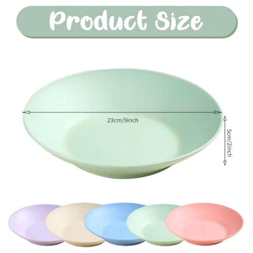 ZEUTER Green Wheat Straw Deep Dish Bowls – Unbreakable, Lightweight & Stackable Dinnerware – Eco-Friendly, BPA-Free Plates for Everyday Meals, Camping & Outdoor Use – Dishwasher Safe (Set of 2) - Image 2