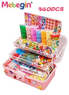 MEBEGIN 340 Pcs Cream Gum Guka Set and Transparent Storage Box,DIY Art and Craft for Kids Stickers Suitable for Fun DIY Crafts for Children of All Ages,Guka Cream and Sticker Making Kit  - Image 1