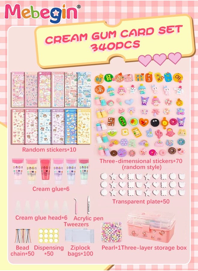 MEBEGIN - 340 Pcs Cream Gum Guka Set and Transparent Storage Box,DIY Art and Craft for Kids Stickers Suitable for Fun DIY Crafts for Children of All Ages,Guka Cream and Sticker Making Kit - Image 1