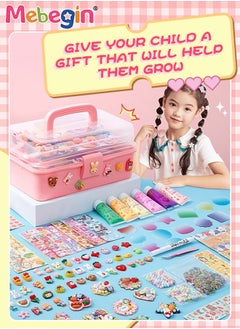 MEBEGIN 340 Pcs Cream Gum Guka Set and Transparent Storage Box,DIY Art and Craft for Kids Stickers Suitable for Fun DIY Crafts for Children of All Ages,Guka Cream and Sticker Making Kit  - Image 5
