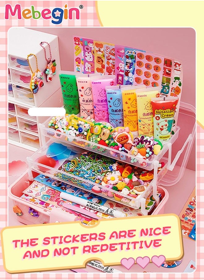 MEBEGIN - 340 Pcs Cream Gum Guka Set and Transparent Storage Box,DIY Art and Craft for Kids Stickers Suitable for Fun DIY Crafts for Children of All Ages,Guka Cream and Sticker Making Kit - Image 1